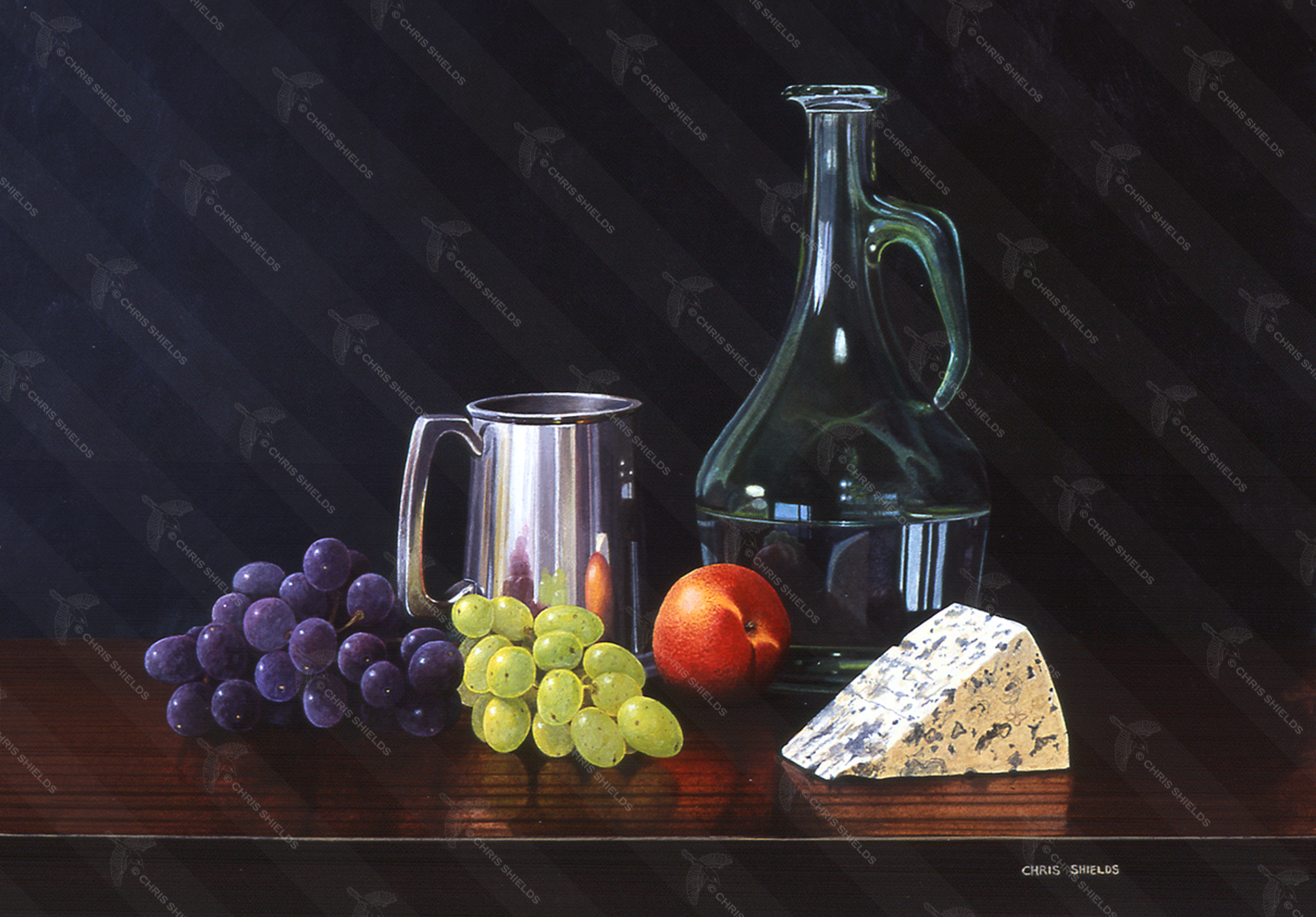 Illustration of Still Life - Water Fruit & Cheese (#0681)